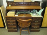 Roll top desk with chair, 55