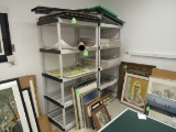 Two sets of plastic shelving, height 6', width 3', depth 2'