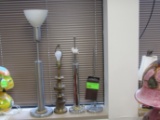 Pair of table lamps and four miscellaneous chrome lamps