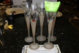 Tapered champagne flutes by Ion Tamaian, signed Handmade Glass from the Fin