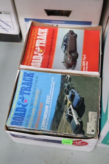 One box of Road and Track automotive magazines