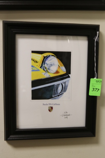 Porsche 914.6 Lufthansa, notarized, signed and numbered 5/80, sight size 10" x 8¼”
