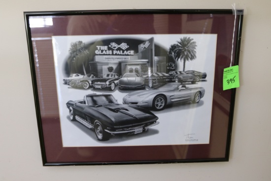 Framed and matted lithograph, Flashback Series, signed Thom, sight size 14" x 10"