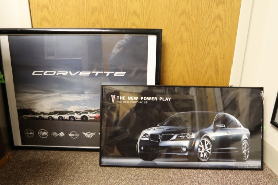 Two framed auto posters