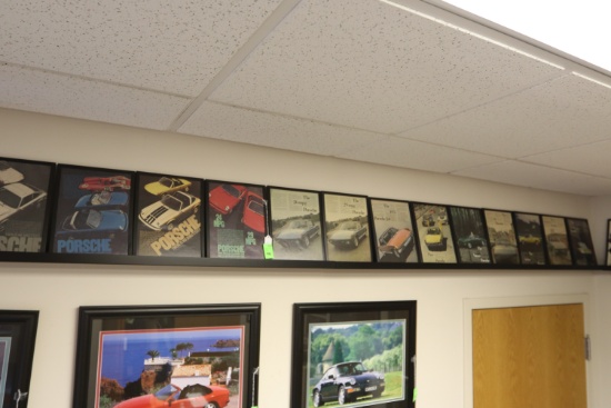 Set of framed vintage automotive magazine ads