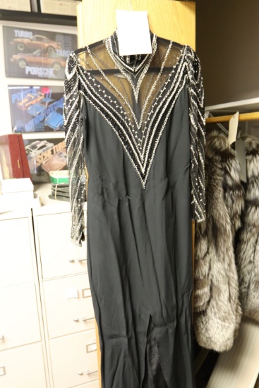 Ladies silk cocktail dress size 10, Note reads "Bob Mackie Dress designer for Cher"