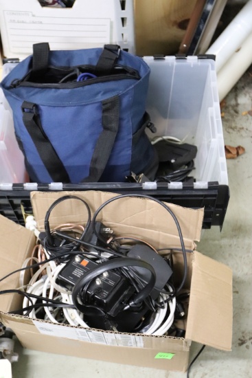 Two crates of miscellaneous AV and satellite wire and cable