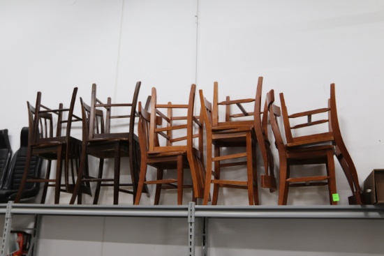 Ten wooden chairs