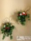 3 Wall Sconces With Silk Flowers
