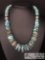 Native American Sterling Silver Graduated Turquoise Bead Necklace.