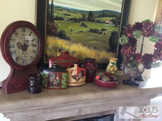Lot of rooster and flower decor
