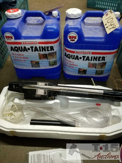 Reverse osmosis desalinization water purifier and two Reliance Aqua Tainer 7 gallon water tanks