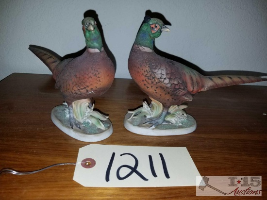 2 Lefton China Hand Painted Pheasants Made in Japan