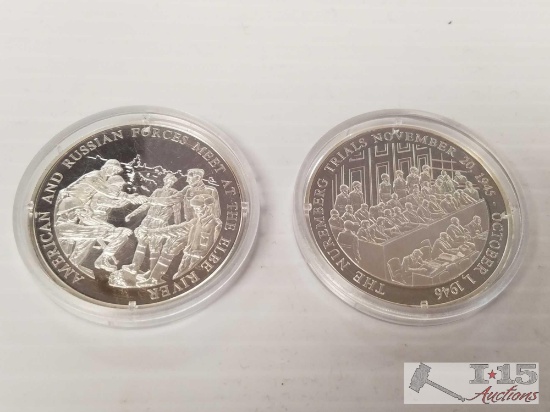 Two World War II .999 Silver Commemorative Coins