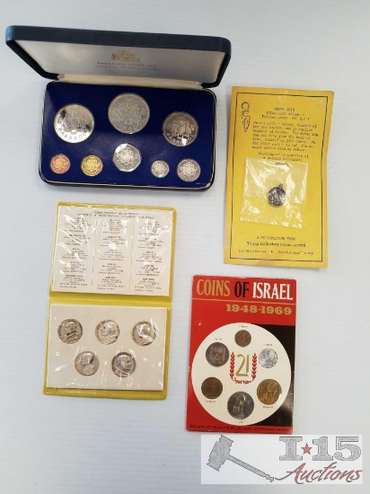 1975 Barbados Coin Proof Set, 20th Century Pope Coin Set, Israeli Coins Set