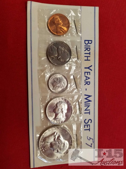 USA 1957 Mint Set (penny, nickel, dime, quarter, half dollar)