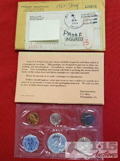 US Philadelphia Mint 1962 Proof Set (penny, nickel, dime, quarter, half dollar)