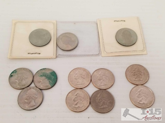 U. S. Quarters 1980 S, State Coins P and D, 1965