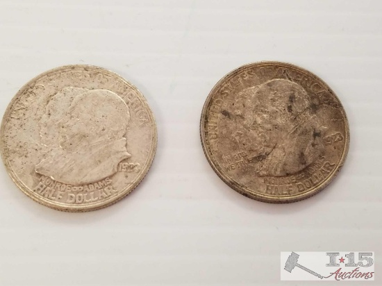 Two 1923 Monroe Adams Centennial silver half dollars