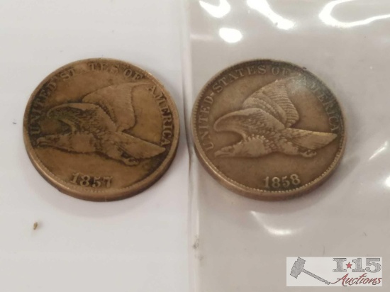 Two (2) Eagle Pennies: 1857 and 1858