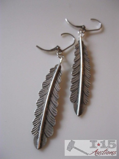 Sterling silver feather earrings
