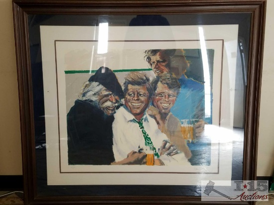 Signed Hawk and the Kennedy Brothers serigraph 95/200 by Aldo Luongo