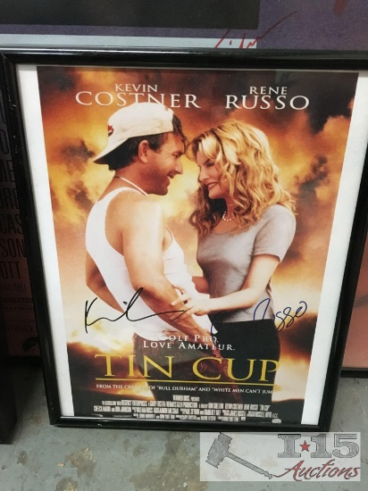Framed Tin Cup autographed movie poster