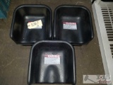 Three black plastic booster chairs