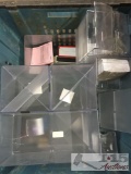 Office organizational cubby?s, plastic bin, sony cd player