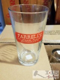 Two dozen Farrell's beer glasses