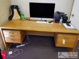 Wood office desk with drawers
