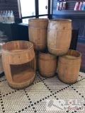 6 Wooden Barrels