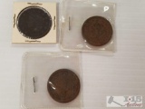 Three (3) vintage U. S. pennies: 1829, 1853, 1856