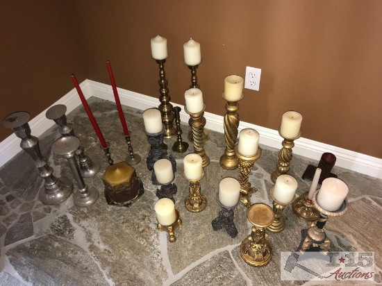 Huge candle holder and candle lot