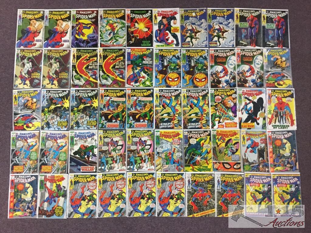 1st Series Marvel.. The Amazing Spider-Man Approximately 50 Comic Books No. 69-102 Not Consecutive