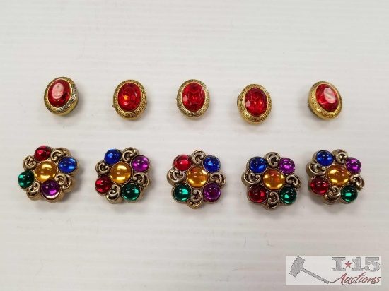 Two sets of costume jewelry button covers