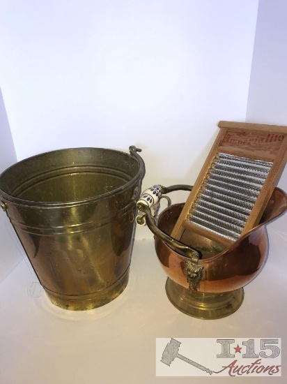 Brass and copper buckets