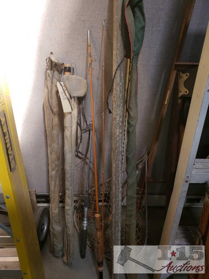 South Bend Fishing Pole, 2 Conolons, an Extending Pole and a Heddon Pal Riptide Fishing pole