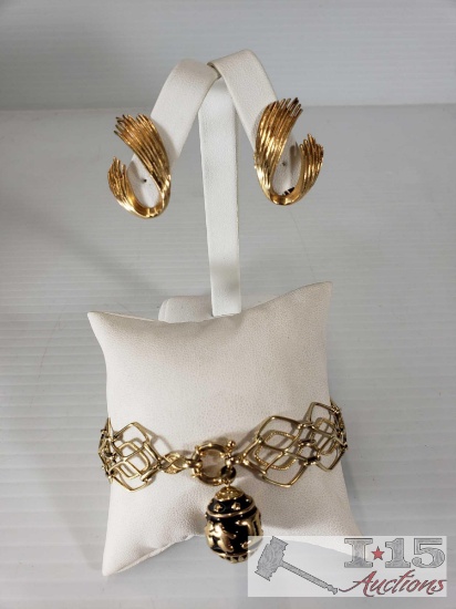 14k Gold Earrings and 14k Gold Bracelet