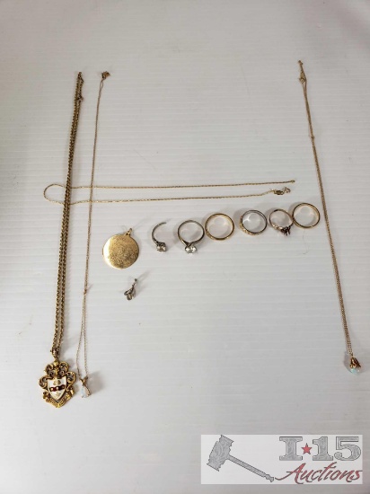 Misc 14k Gold Jewerly. Rings, Pendants, amd Necklaces