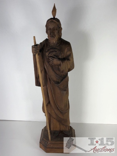 Rare 19th Century Carving of A Wise Man in Polychromed Wood