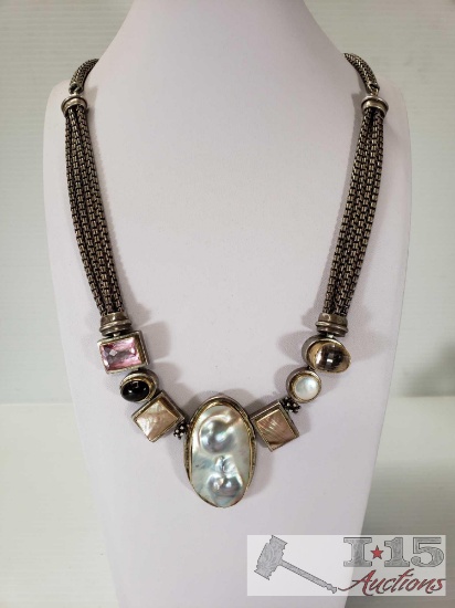 Michael Dawkins Sterling Silver Necklace Mother of Pearl