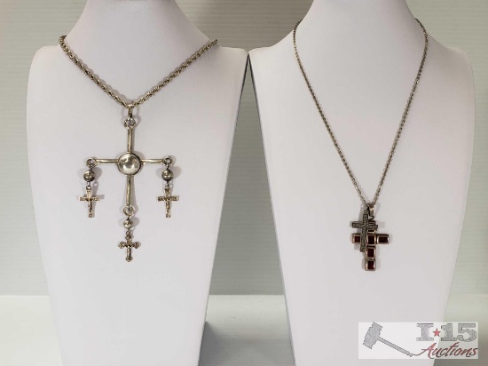Pair of Necklaces with Cross Pendant