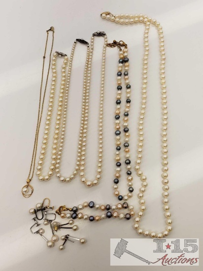 14k and Silver Pearl Necklaces, Bracelets and Earrings