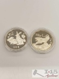 1986 Singapore 10 Yuan Silver Proof Coin, 1987 Singapore 10 Yuan Silver Proof Coin