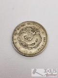 Vintage Antique China Silver Coin Hu-Peh Province Hebei Sheng Dragon Dollar