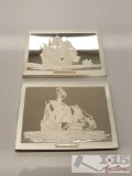 Spanish Galleon and Santa Maria Ship Sterling Silver First Edition Proofs