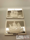 East Indiaman and Golden Hind Ship Sterling Silver First Edition Proofs