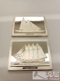 Yacht America and Coastal Schooner Ship Sterling Silver First Edition Proofs