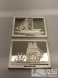 Mary Celeste and La Belle Poule Ship Sterling Silver First Edition Proofs